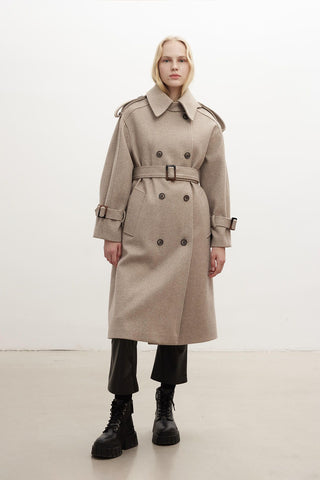 Throat Latch Trench Coat Mink