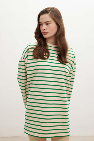 Striped Oversize Sweatshirt Green