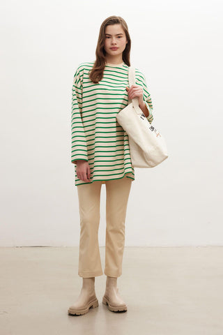 Striped Oversize Sweatshirt Green