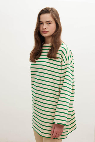 Striped Oversize Sweatshirt Green