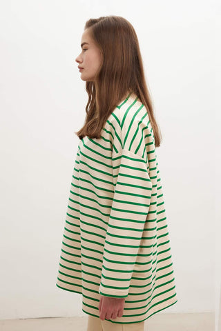 Striped Oversize Sweatshirt Green