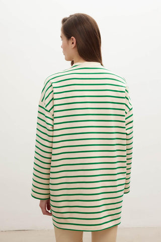 Striped Oversize Sweatshirt Green