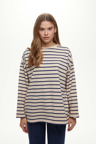 Striped Oversize Sweatshirt Blue