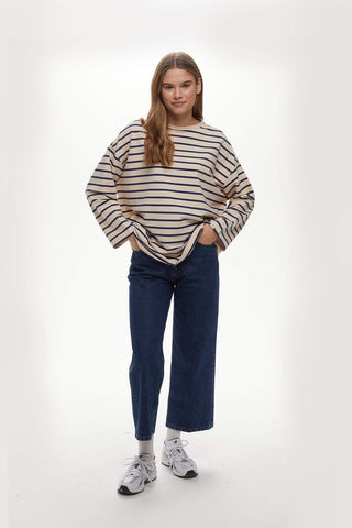 Striped Oversize Sweatshirt Blue