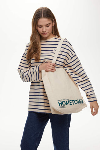 Striped Oversize Sweatshirt Blue