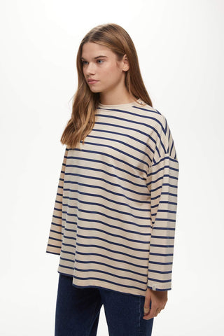 Striped Oversize Sweatshirt Blue