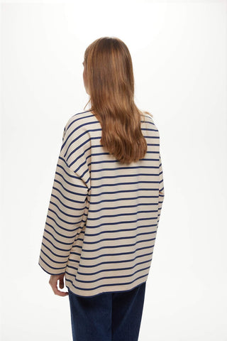 Striped Oversize Sweatshirt Blue