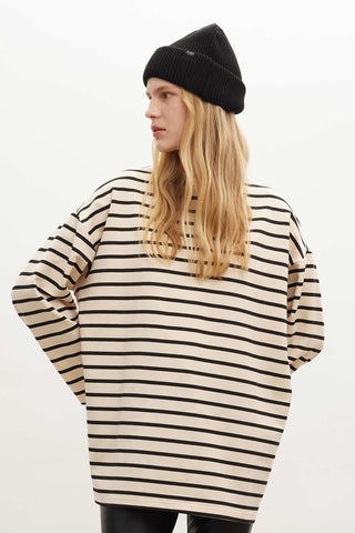 Striped Oversize Sweatshirt Black