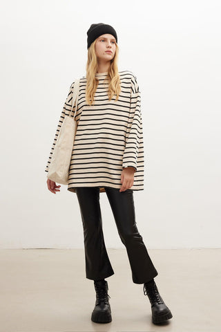 Striped Oversize Sweatshirt Black