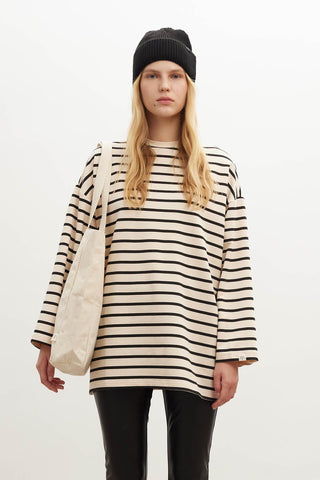 Striped Oversize Sweatshirt Black