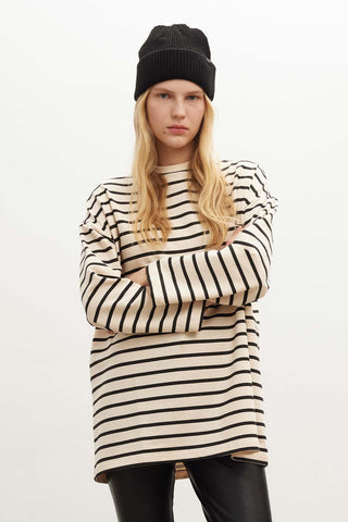 Striped Oversize Sweatshirt Black