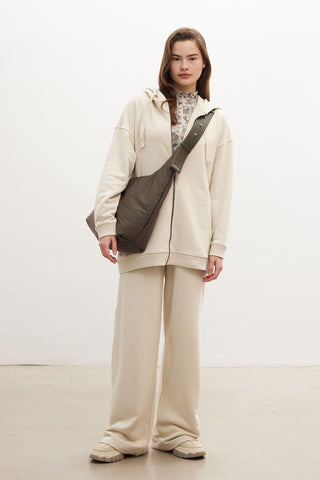 Belt Detailed Palazzo Pants Beige