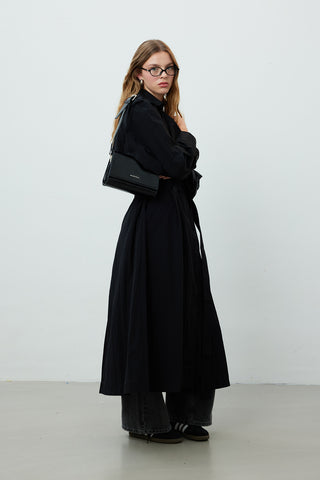 Technical Fabric Oversize Trench Coat Black