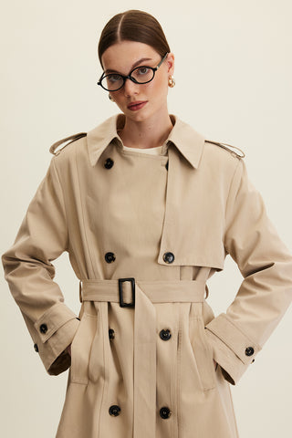 Anika Belted Trench Coat Stone