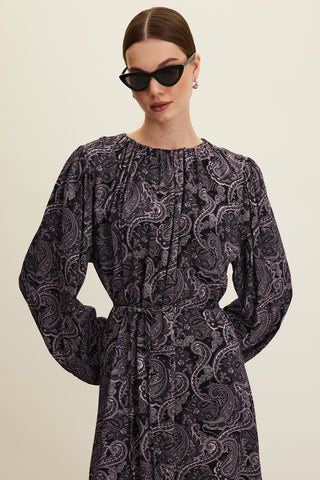 Patterned Viscose Dress Dark Vintage