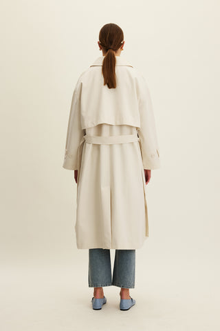 Oversized Belted Gabardine Trench Yellow