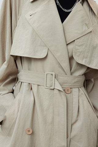 Technical Fabric Oversize Trench Coat Beige