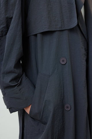 Technical Fabric Oversize Trench Coat Anthracite