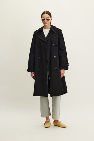 Anika Belted Trench Coat Black