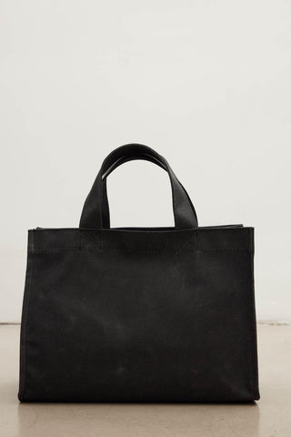 Faded Effect Small Canvas Bag Black