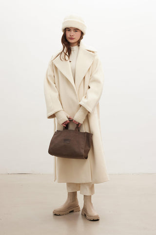 Faded Effect Small Canvas Bag Brown