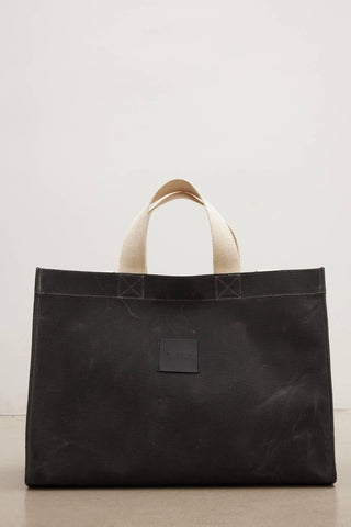 Faded Effect Large Canvas Bag Black