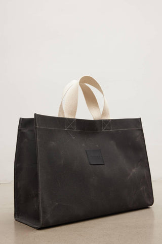 Faded Effect Large Canvas Bag Black