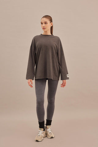 Faded Effect Oversize Sweatshirt Anthracite