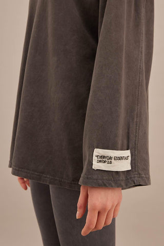 Faded Effect Oversize Sweatshirt Anthracite