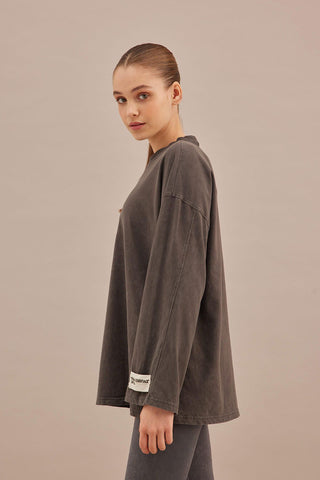 Faded Effect Oversize Sweatshirt Anthracite