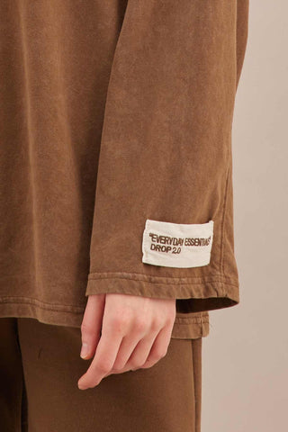 Faded Effect Oversize Sweatshirt Brown