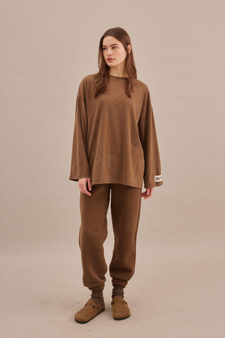 Faded Effect Oversize Sweatshirt Brown