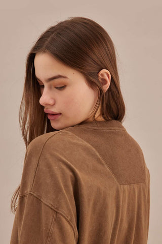 Faded Effect Oversize Sweatshirt Brown