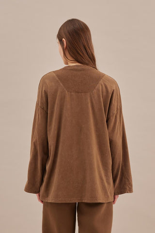 Faded Effect Oversize Sweatshirt Brown