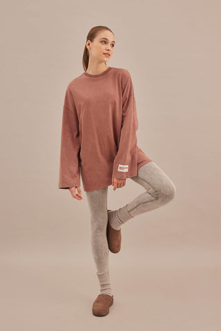 Faded Effect Oversize Sweatshirt Dusty Rose