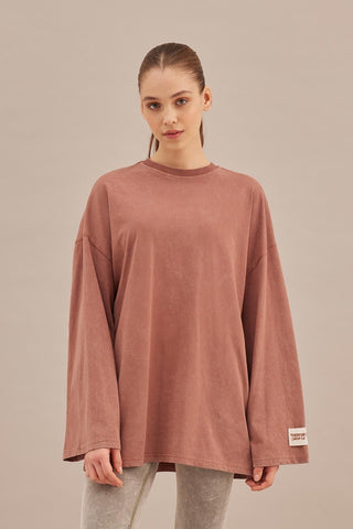 Faded Effect Oversize Sweatshirt Dusty Rose