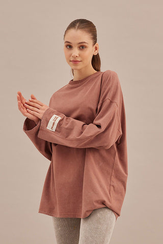 Faded Effect Oversize Sweatshirt Dusty Rose