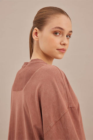 Faded Effect Oversize Sweatshirt Dusty Rose