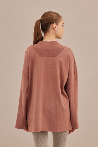 Faded Effect Oversize Sweatshirt Dusty Rose