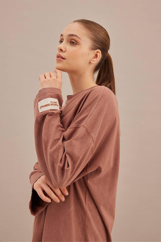 Faded Effect Oversize Sweatshirt Dusty Rose