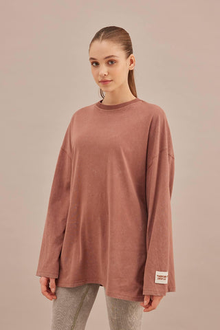 Faded Effect Oversize Sweatshirt Dusty Rose