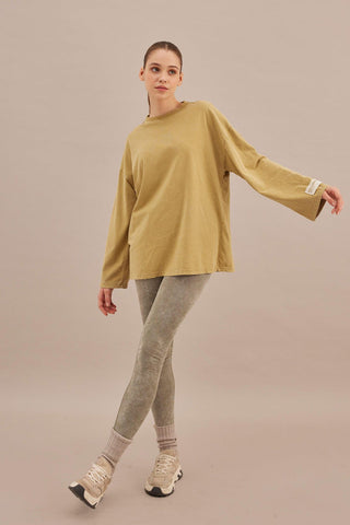 Faded Effect Oversize Sweatshirt Yellow