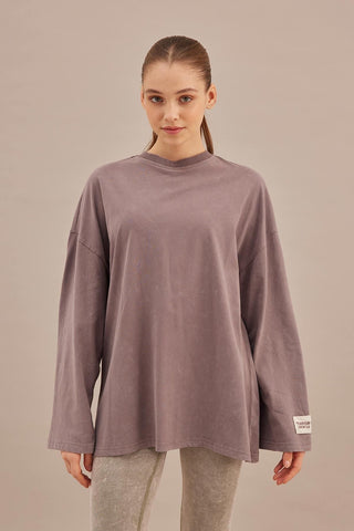 Faded Effect Oversize Sweatshirt Lavender