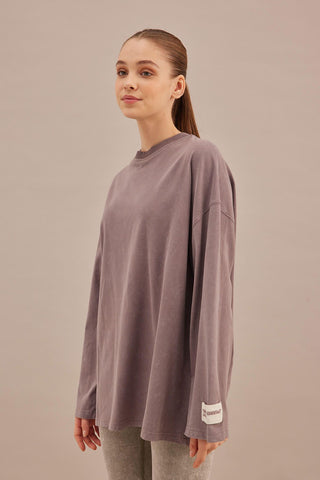 Faded Effect Oversize Sweatshirt Lavender