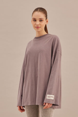 Faded Effect Oversize Sweatshirt Lavender