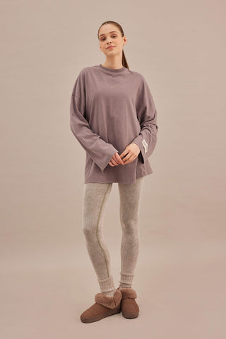 Faded Effect Oversize Sweatshirt Lavender