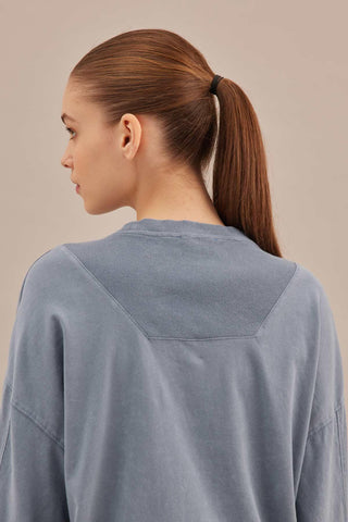 Faded Effect Oversize Sweatshirt Blue