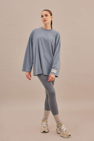 Faded Effect Oversize Sweatshirt Blue