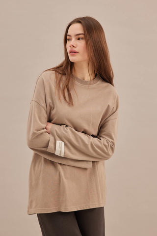 Faded Effect Oversize Sweatshirt Stone