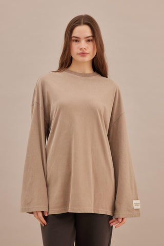 Faded Effect Oversize Sweatshirt Stone